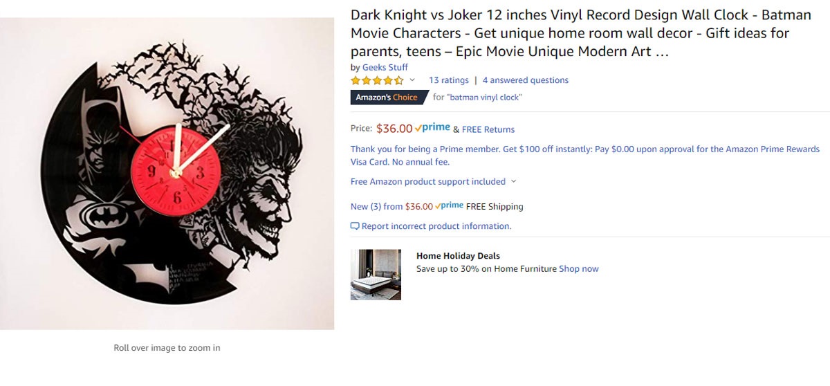 Geek insider - dark knight v joker wall clock